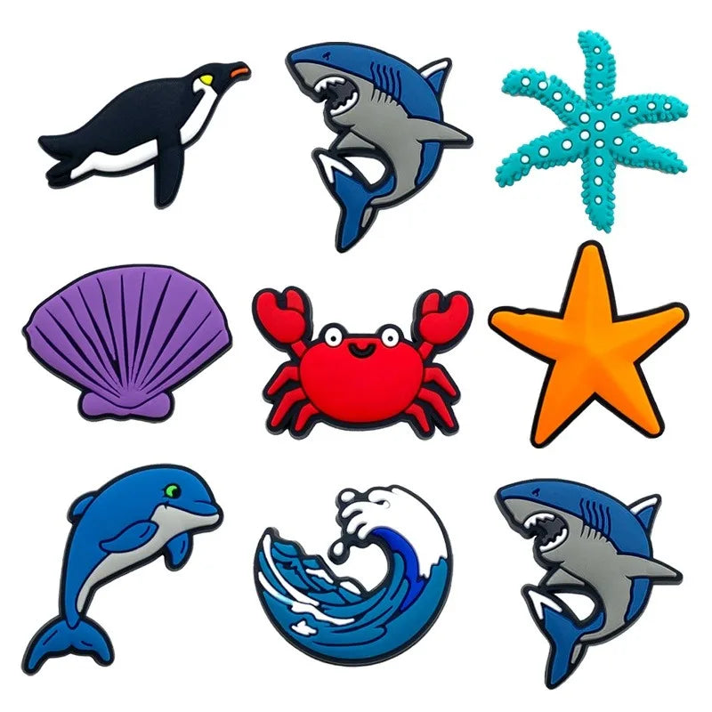 2026 PVC fish series Crab Shark Cute shoe buckle charms accessories decorations for sandals sneaker clog unisex lovers gift drop Qme