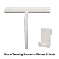 Shower Squeegee Household Window Glass Cleaning Scraper with Silicone Holder Bathroom Mirror Wiper Scraper Bathroom Accessories Qme White