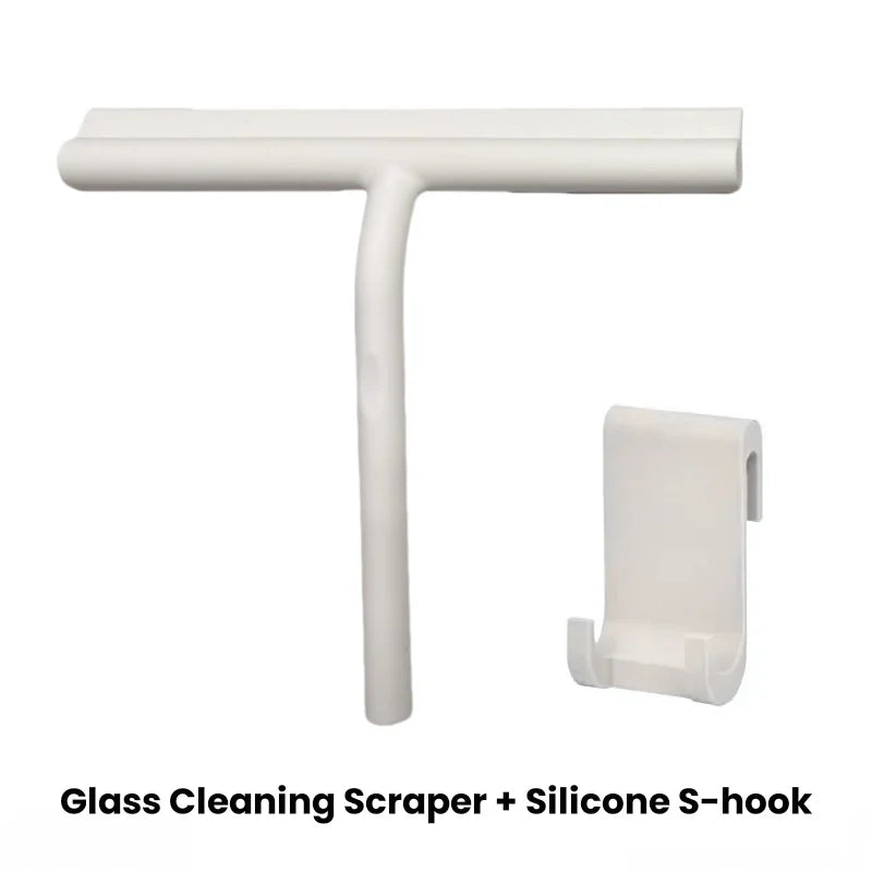 Shower Squeegee Household Window Glass Cleaning Scraper with Silicone Holder Bathroom Mirror Wiper Scraper Bathroom Accessories Qme White