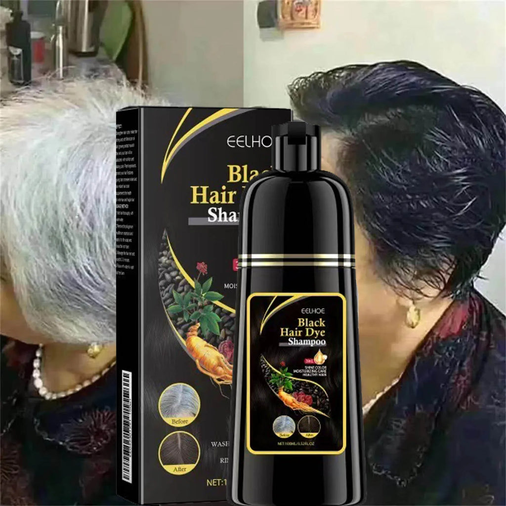 Natural Herbal Hair Dye Shampoo 3 in 1 Change Hair Color Gray Hair to Dark Brown Black Deep Nourishing Care Qme