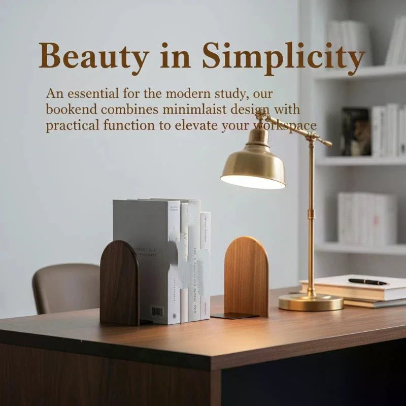 Nature Wooden Bookends Desktop Bookshelf Desk Organizer Office Home Qme