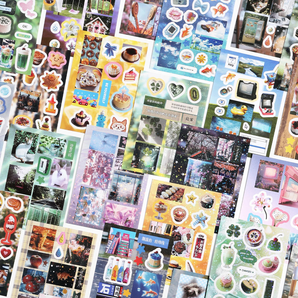 20 Pcs Fragmented grocery store series Cute Die-Cut Stickers Book for DIY Scrapbook Phone Case Decoration Aesthetic Stationery Qme