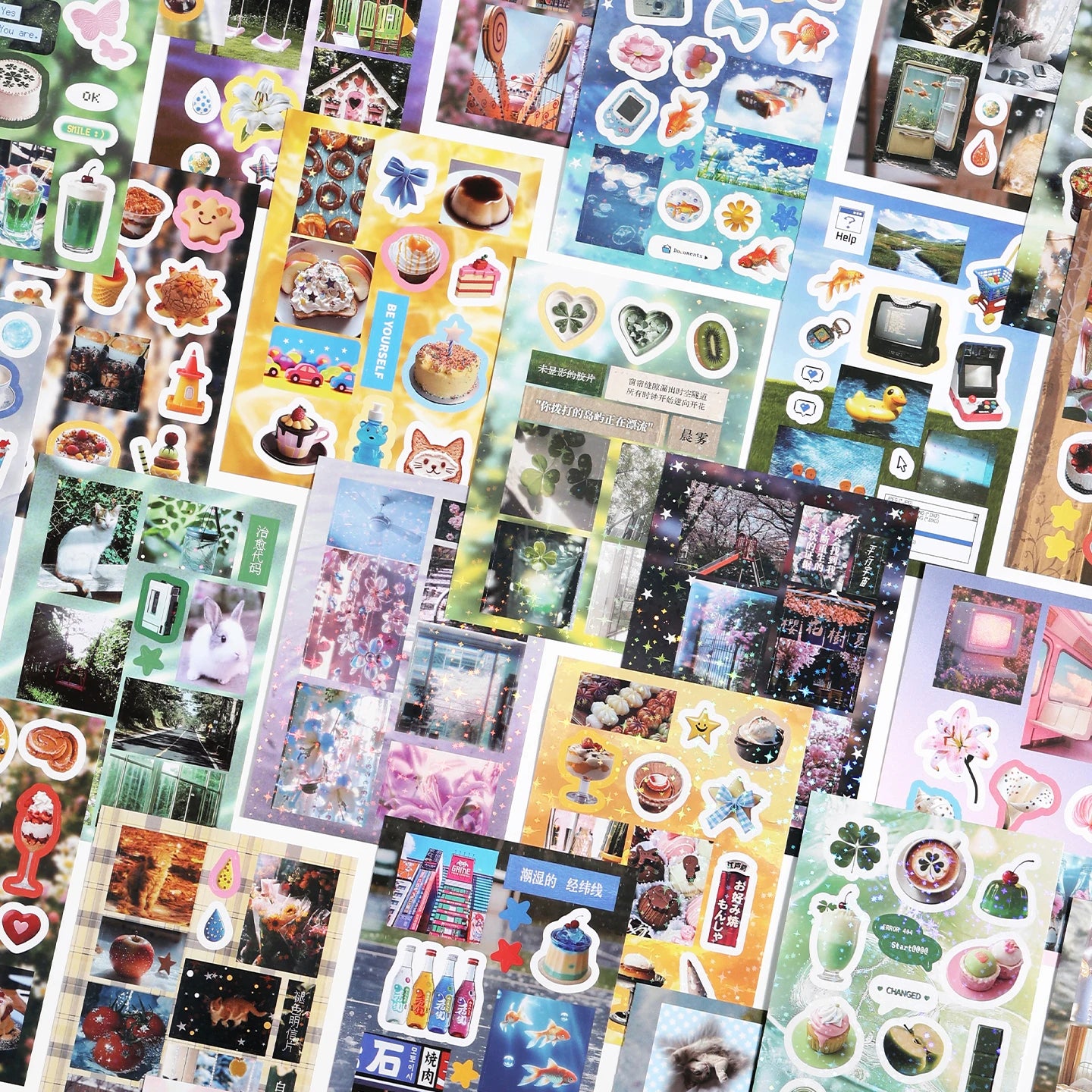 20 Pcs Fragmented grocery store series Cute Die-Cut Stickers Book for DIY Scrapbook Phone Case Decoration Aesthetic Stationery Qme