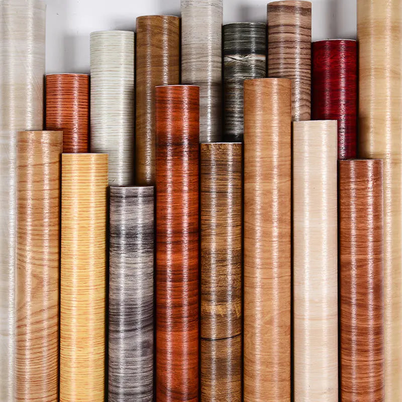 40CM Furniture Renovation Stickers Self-adhesive Wood Grain Stickers Wallpaper Cabinets Wooden Doors Tabletops Waterproof Qme
