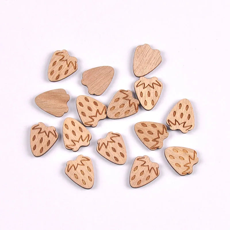 20Pcs 10-25mm Vintage Mix Pattern Bee/Cat/Mushroom/Diamond Wood Pendant Crafts DIY Scrapbook Handmade Supplies Hanging Ornaments Qme 13