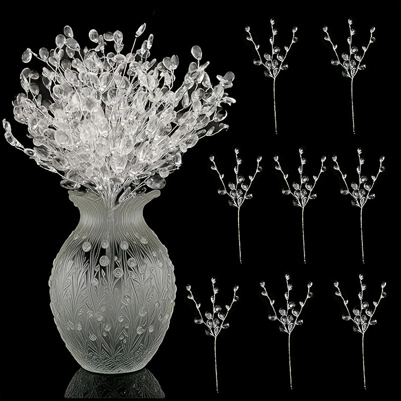 Artificial White Plastic Flower Hanging Ice Vine,Christmas Tree Decor,Wedding Prop,DIY Transparent Drop Hanging Ornament Qme
