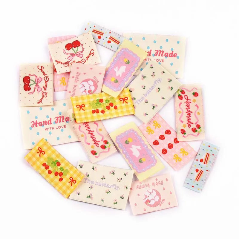 20pcs 15-56mm Mix Colorfull Cartoon Pattern Rectangle Label For DIY Clothing Decorative Personality Sewing Accessories cp3821 Qme