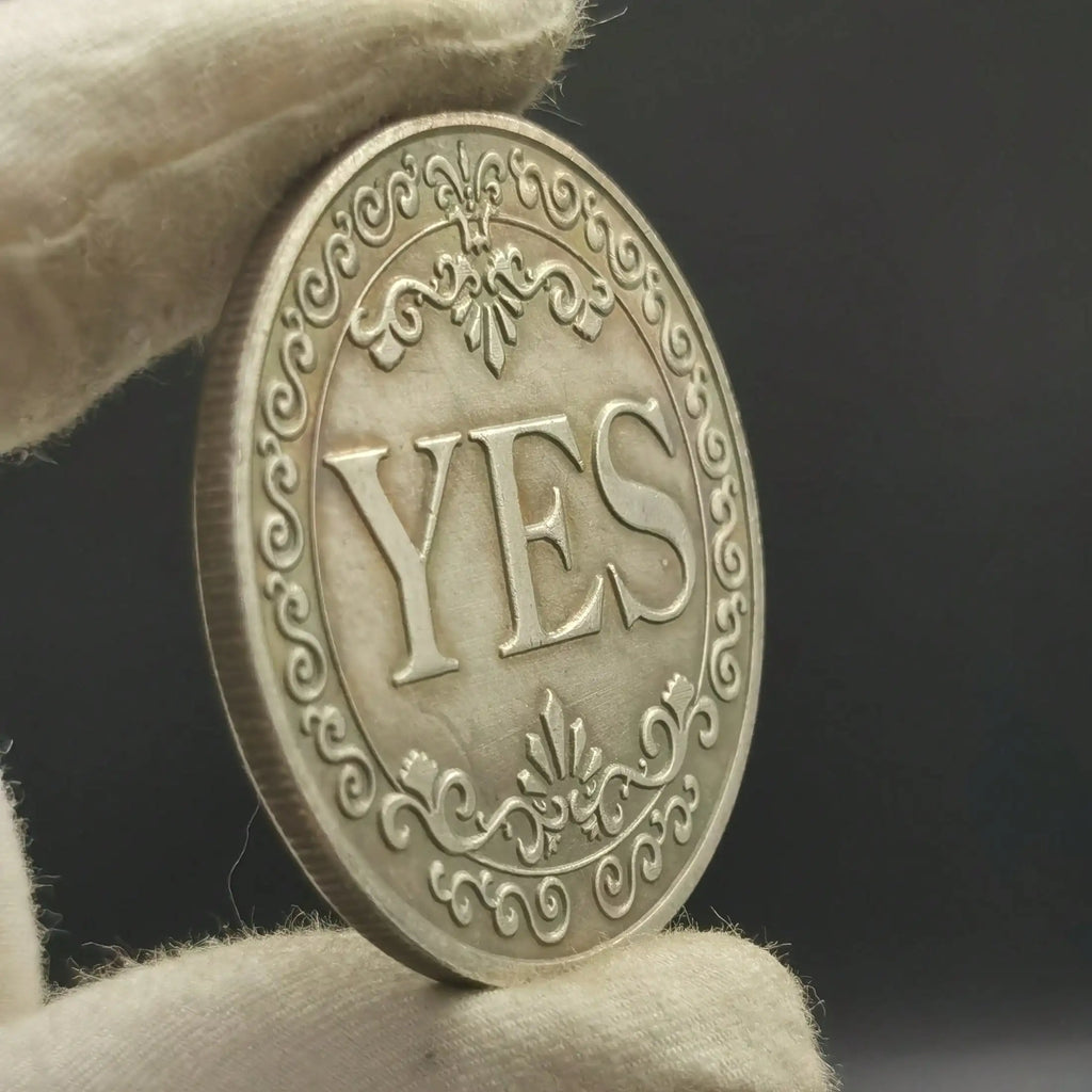 Decision Lucky Coin Double Sided Yes No Antique Silver Gray Qme 1pc
