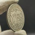Decision Lucky Coin Double Sided Yes No Antique Silver Gray Qme 1pc