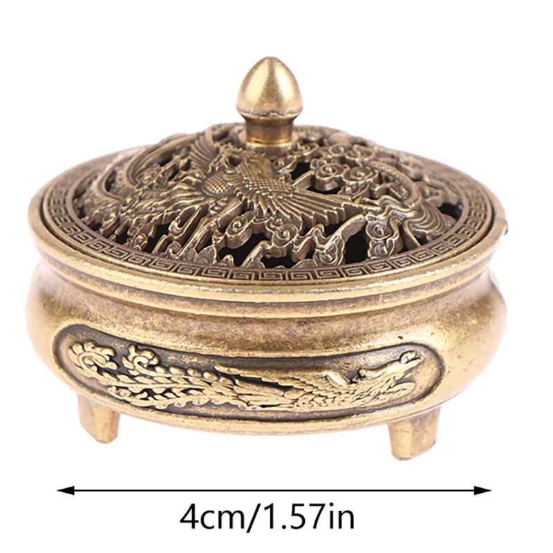 Buddha Incense Burner Lotus Antique Copper Alloy Sandalwood Home Qme