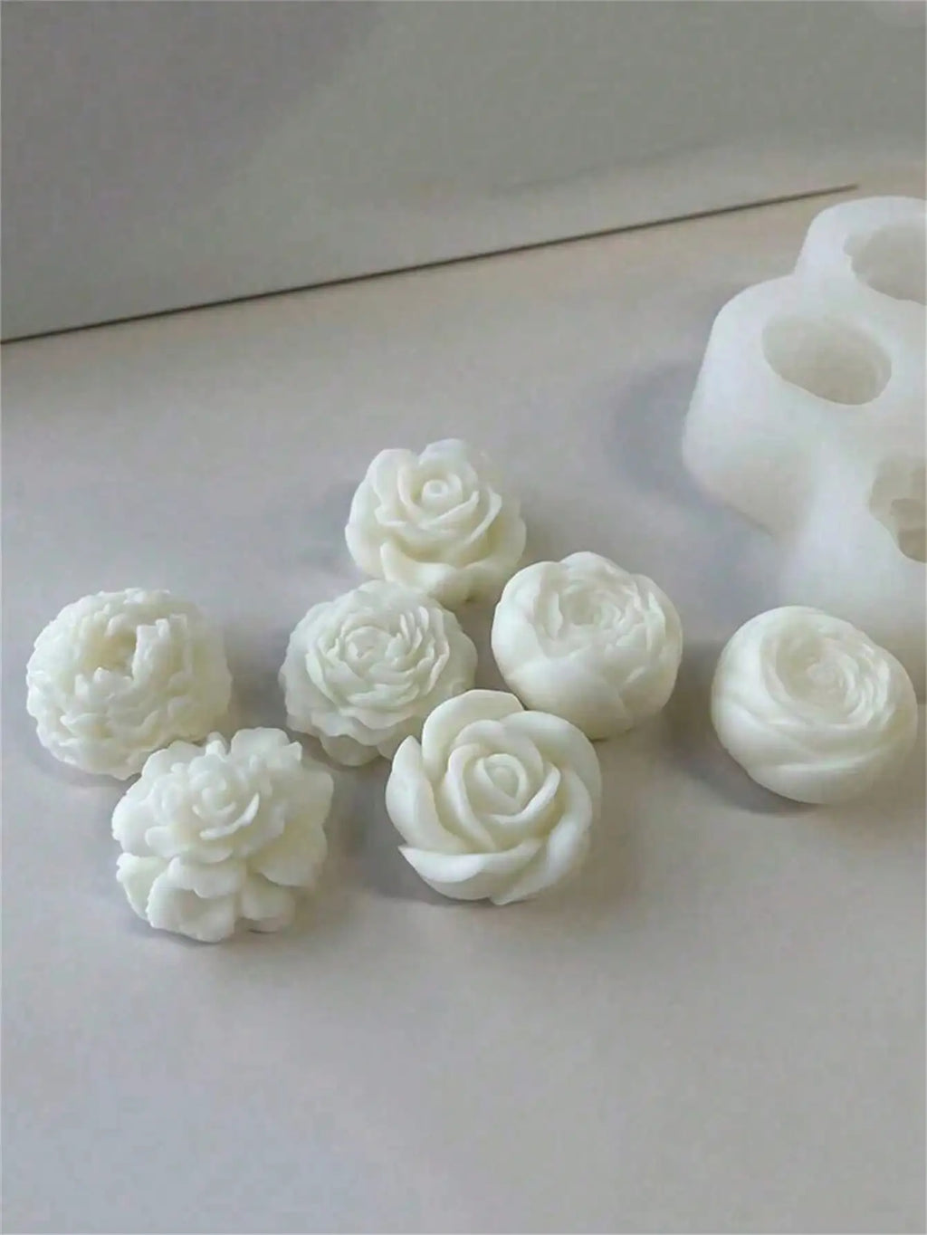 DIY 3D Rose Peony Flowers Candle Decoration Scented Silicone Molds Qme