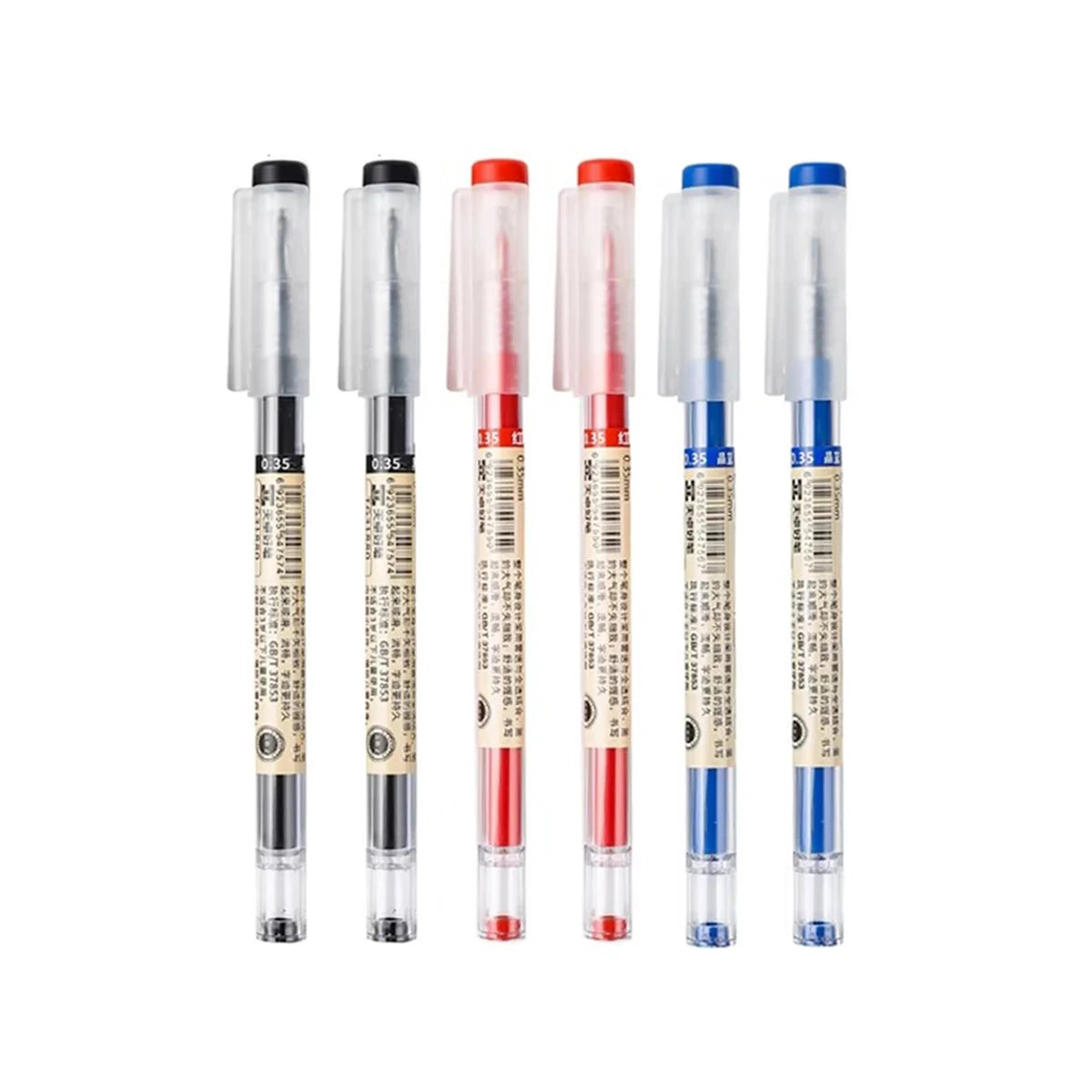 3-12pcs/set Fine Point Pen 0.35mm Black Blue Red Ink Gel Pen Ballpoint Pen School Office Student Writing Stationery Supply Qme 2black 2blue 2red
