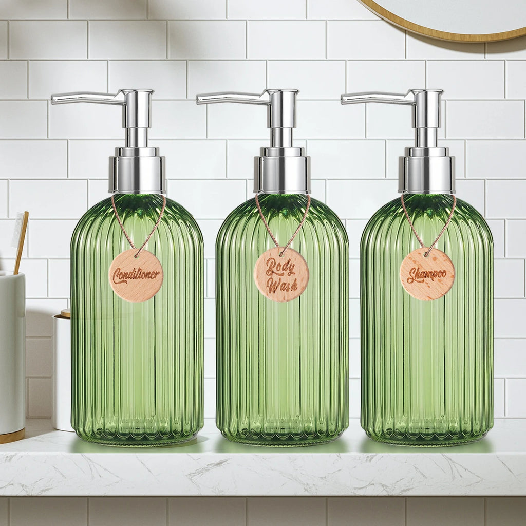 Shampoo Dispenser-Refillable Shampoo and Conditioner Bottles, Modern Shampoo Bottles for Shower Soap Empty Shampoo Bottles Qme