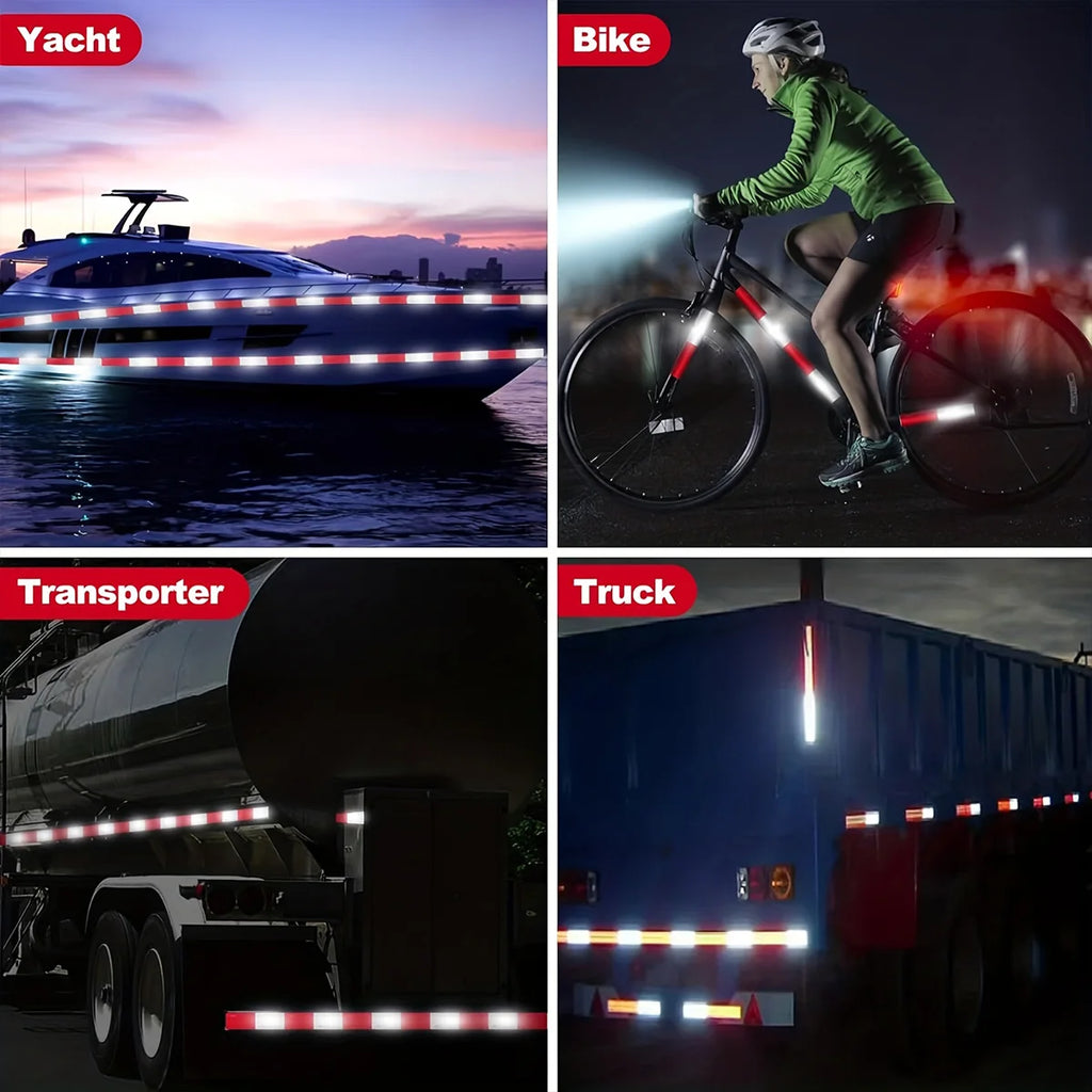 Reflective Safety Tape DOT-C2 Waterproof Adhesive Conspicuity Tape for Trailer, Outdoor, Cars, Trucks Qme