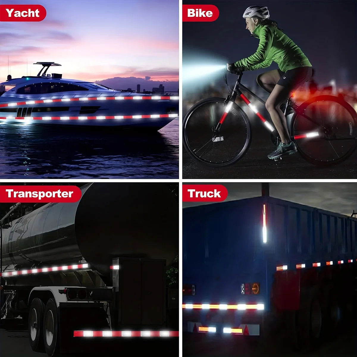 Reflective Safety Tape DOT-C2 Waterproof Adhesive Conspicuity Tape for Trailer, Outdoor, Cars, Trucks Qme