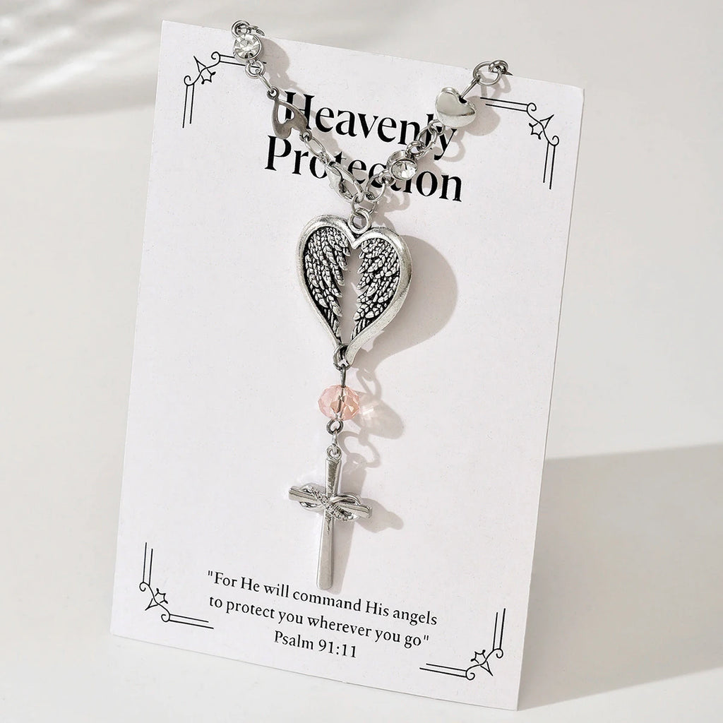 Heart Shaped Cross Steering Wheel Pendant Car Accessories Elegant Qme Silver