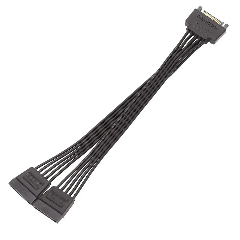 2pcs 15Pin SATA Splitter Adapter Converter Power Supply Cable Cord for 1 To 2/3/4/5 - Port PC Computer Hard Drive 4Pin 18AWG Qme