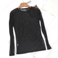 Black Sexy Women T Shirt See Through Transparent Punk Mesh Tops Long Qme black L