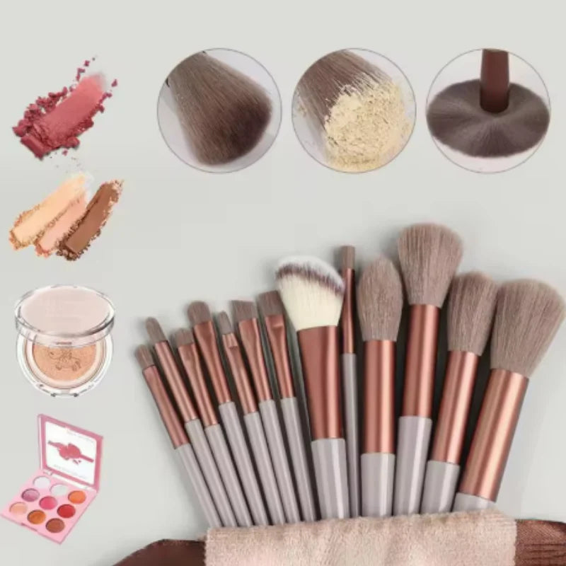 13pcs Professional Makeup Brush Set Soft Fluffy Cosmetic Brushes for Foundation Powder Eyeshadow Blending Beauty Tools Qme