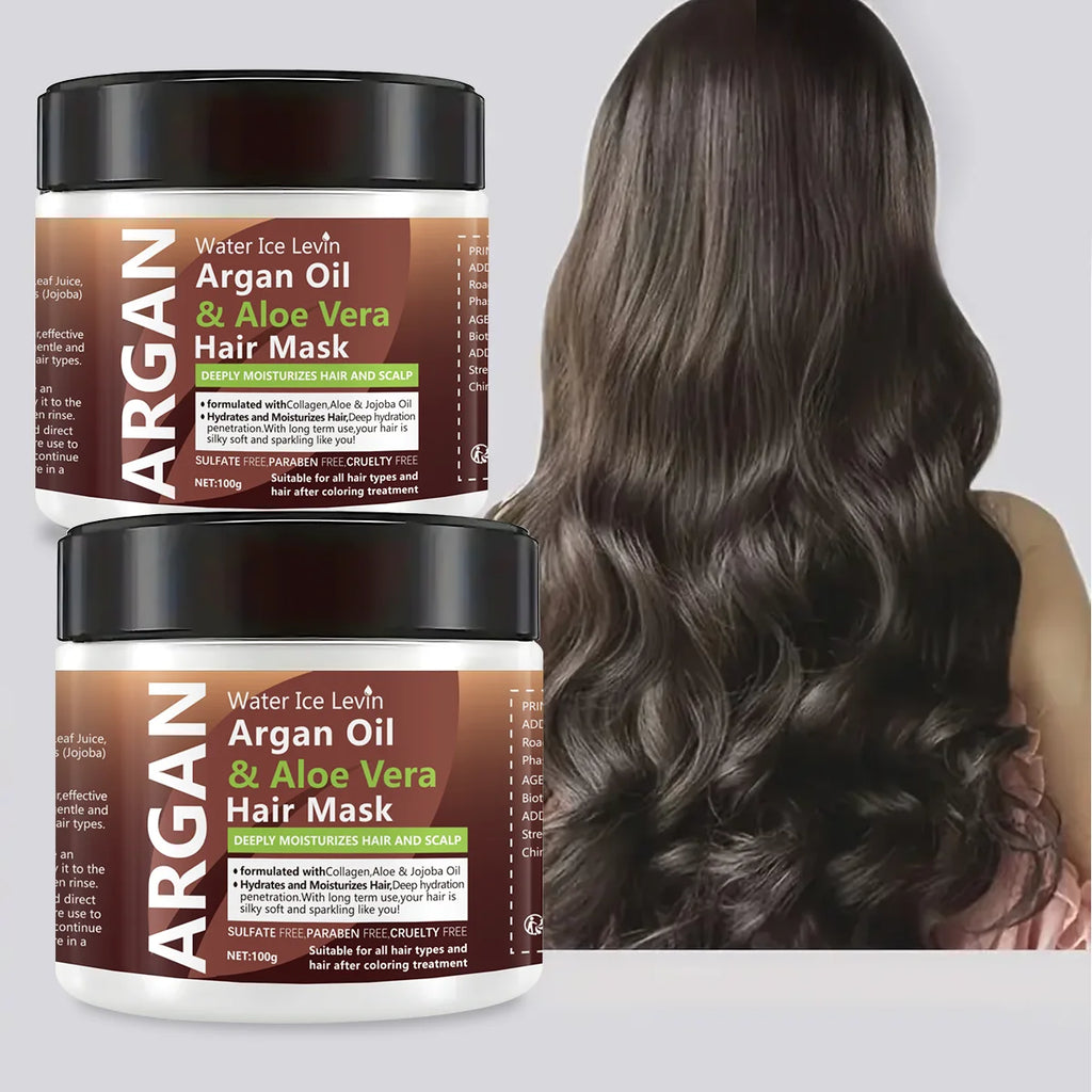 Argan Oil Aloe Vera Hair Mask Dual Oil Control Moisturizer Conditioner Soft Smooth Frizz Damaged Repair Revitalize Hair Care Qme