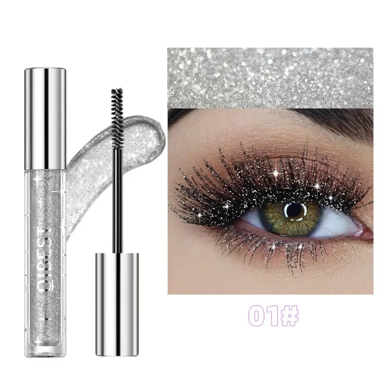 Snowflake Glitter Mascara, Smudge-Proof All Day Wear, Natural Lash Extension Effect, Flake Resistant Formula, Shimmer Mascara Qme B01