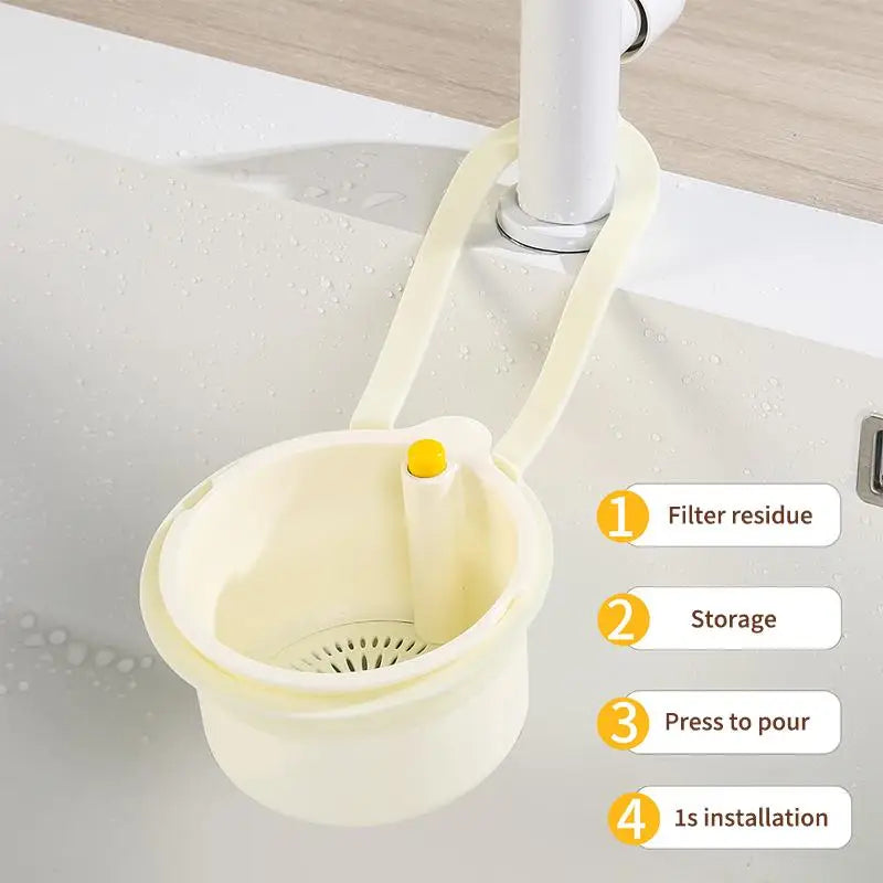 Creative Kitchen Sink Hanging Strainer Basket Detachable Openable Qme white