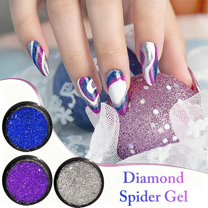 6 Colors Metallic Glitter Liner Gel Nail Polish Reflective Painting Qme