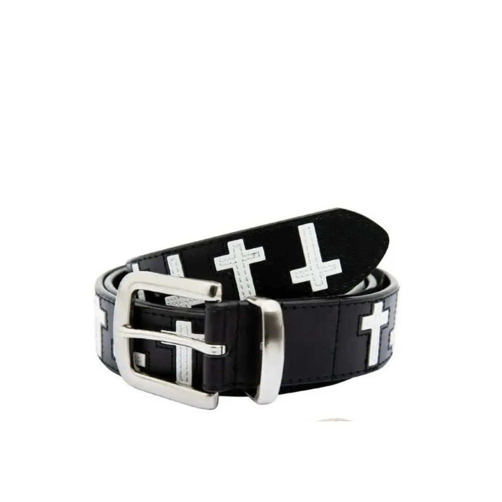 Fashion PU Leather Cross Shaped Belt Spicy Girl Metal Punk Hip Hop Qme