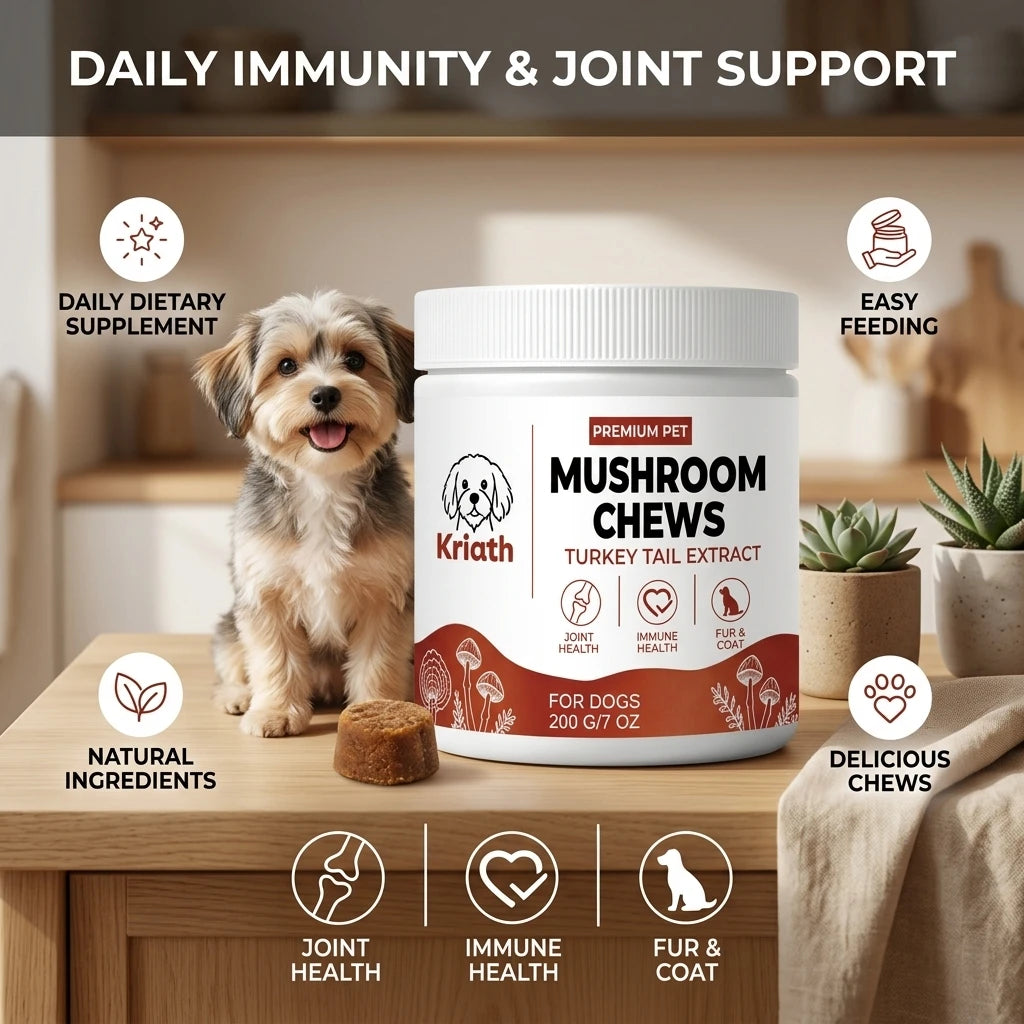 Dogs Mushroom Chews Nourishing Skin Improve Fur Luster Enhance Defense Ability Maintain Joint Flexibility Dog Dietary Supplement Qme