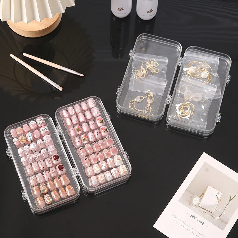 False Nail Tips Dispaly Storage Box Tape Roll Wearable Fake Nails Qme