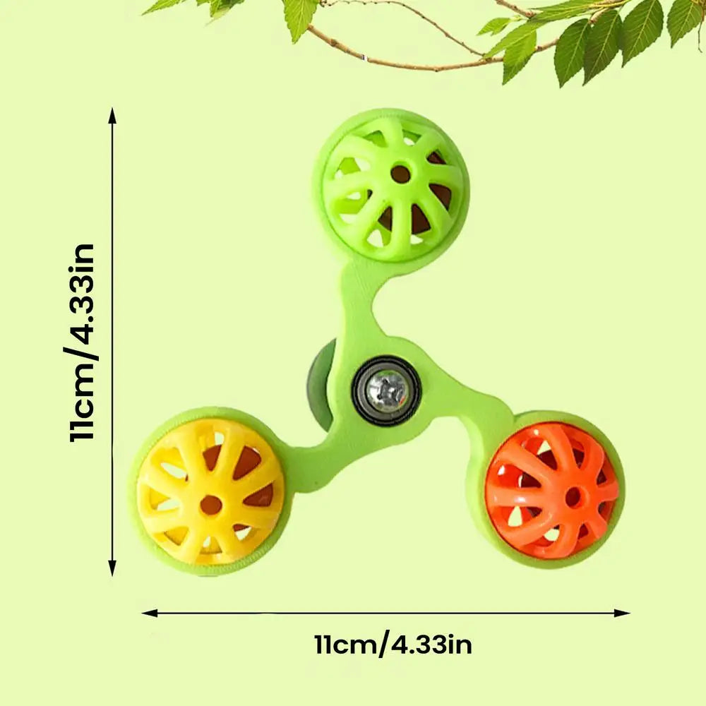Bird Toys Fun Rotating Windmill with 3 Bells Bird Cage Toys for Parakeet Conure Cockatiel Lovebird Enrichment Play Chewing Qme Green