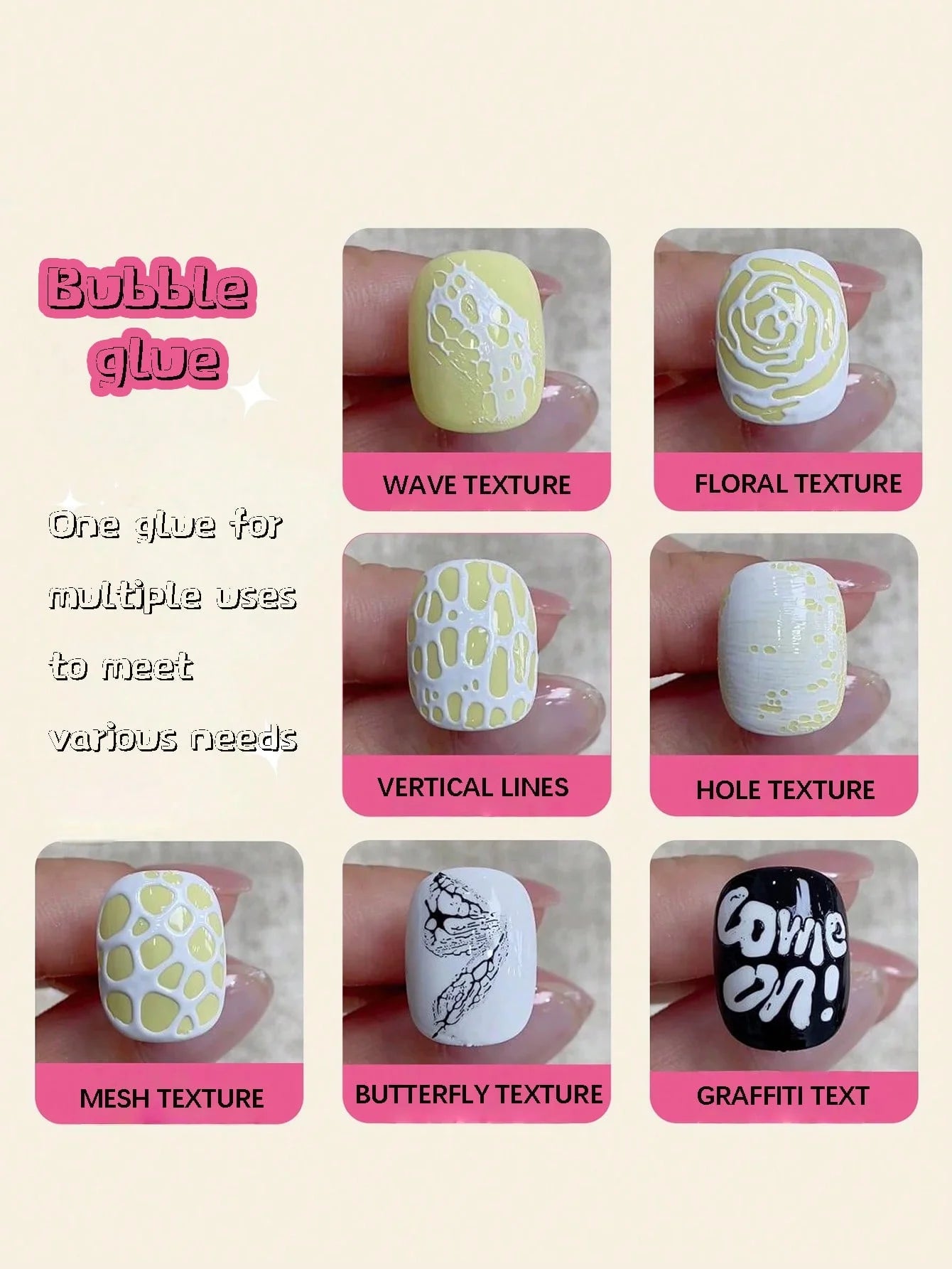 2-piece Bubble Nail Polish Poke Net White Wave Hole Saturation Qme