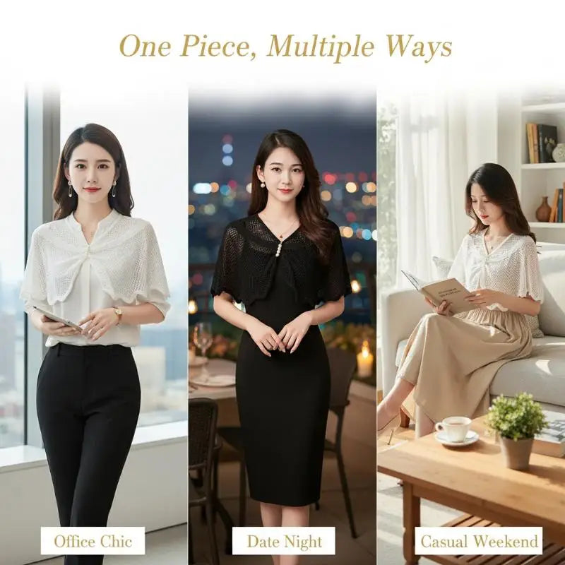 Fashion Knitted Shawl Brooch Hollow Out Summer Air Conditioning Fake Qme