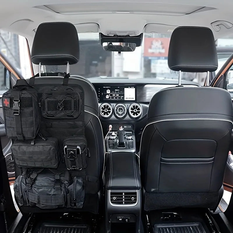 1storage bag for the back of a seat, a tactical car seat organizer bag, a multi-functional backpack for the back of the car seat Qme