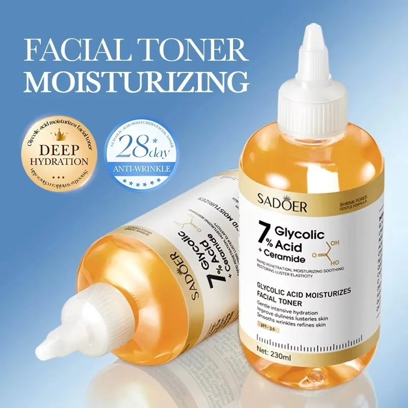SADOER Glycolic Acid Toner Face Serum Facial Skincare Moisturizing Facial Toner Firming Nourishing Face Essence Skin Care Qme