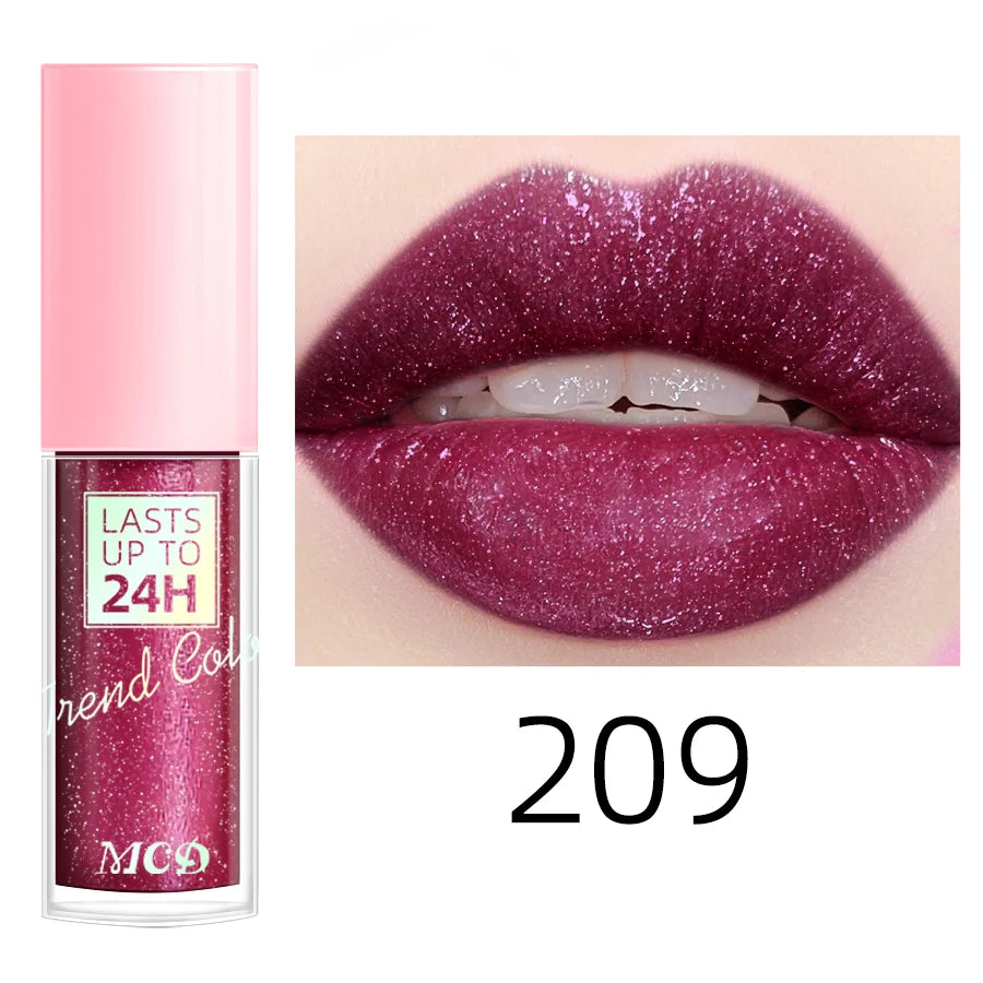 18 Colors Glitter Lip Glaze Long Lasting Gloss Waterproof Liquid Qme 209