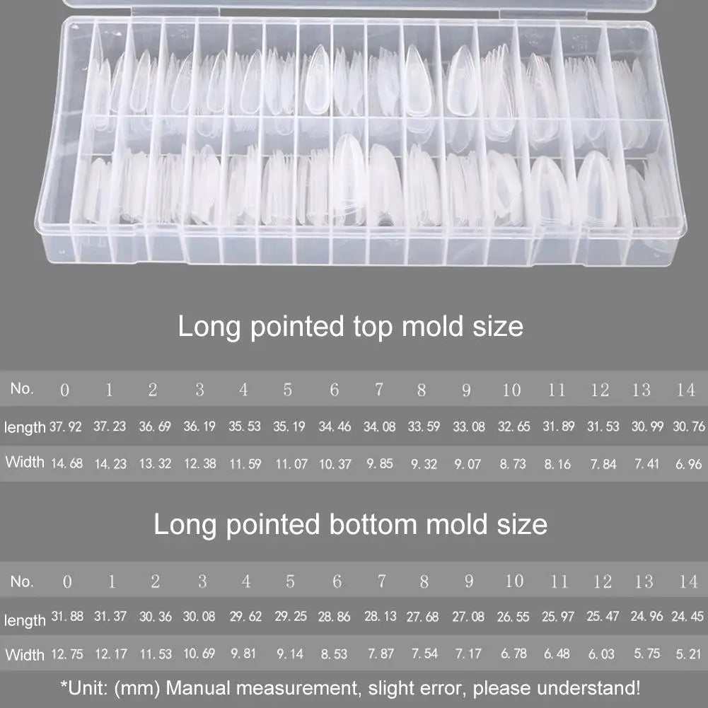 Dual Nail Forms Almond Extension Poly Gel Full Cover Reusable Molds Qme Ivory