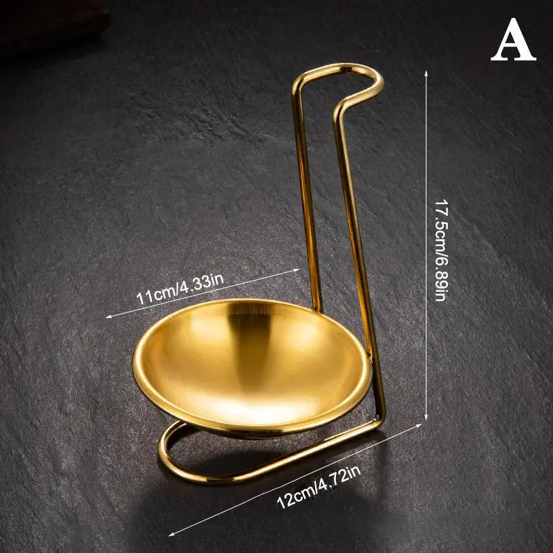 Single Double Ladle Vertical Spoon Utensil Rack Soup Rest Stand Qme A Gold