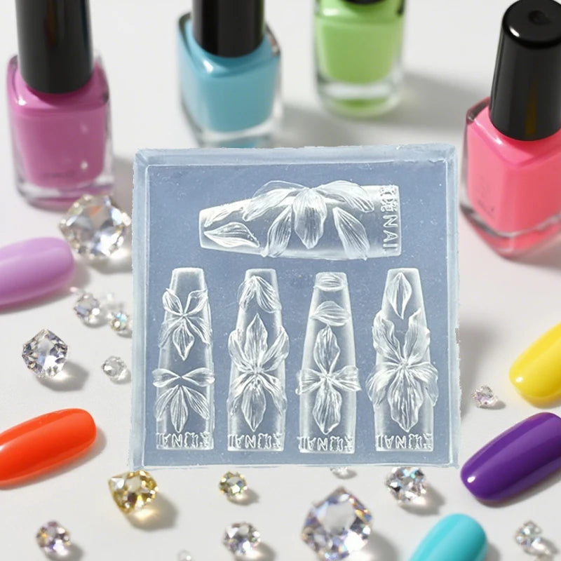 3D Flowers Nail Mold DIY Silicone Hawaii Hibiscus Flower Petal Design Qme