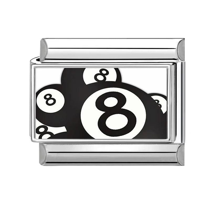 2026 Women's Black Heart Tulip FlowerS Cats Taichi 8 Ball Italian Charms Bracelets Fit 9mm Stainless Steel Bracelet Jewelry Gift Qme Style 13