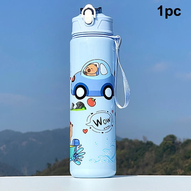 Cartoon Capybara Water Bottle Plastic Cup Portable Large Capacity Qme A2