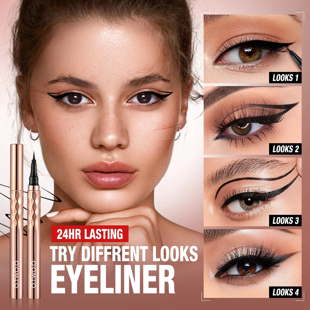 O TWO Eyeliner Pencil Liquid Eye Liner Waterproof Smudge Proof Quick Qme