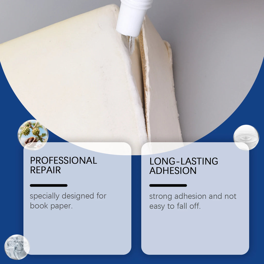 JUE FISH Book Glue: Strong Adhesion Quick-Drying Formula Long-Lasting Firm Bond for Various Paper Materials Qme