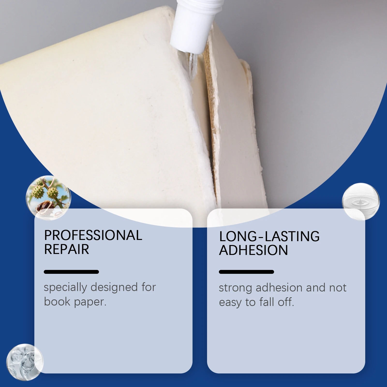 JUE FISH Book Glue: Strong Adhesion Quick-Drying Formula Long-Lasting Firm Bond for Various Paper Materials Qme