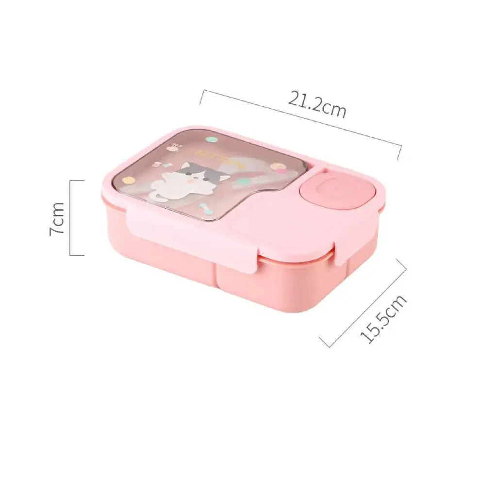 Cute Kids Lunch Box Microwave Insulated Bento Tableware Sauce Qme pink 8 inch