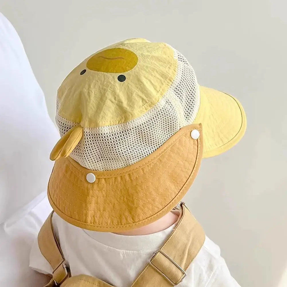Summer Mesh Breathable Bucket Hats Cute Kids Sun Hat Wide Brim Beach Qme