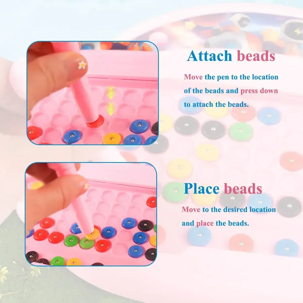 Children's Magnetic Doodle Board with Pen & Beads Drawing Toy for 3-8 Years Kids Educational Boy Girl Montessori Gift Boys Girls Qme