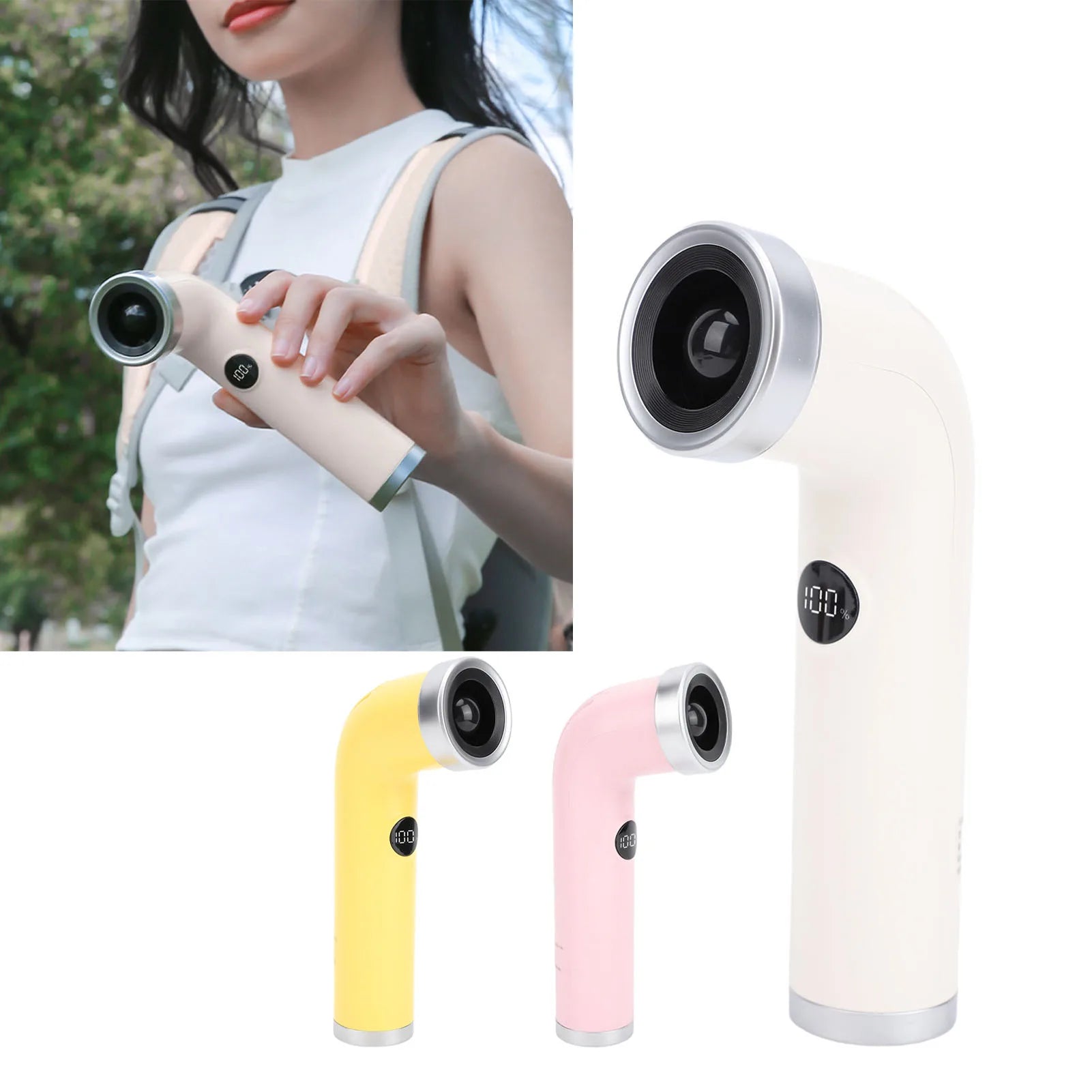 Bladeless Handheld Cooling Fan Smart Push Button Digital Display Rechargeable Handheld Bladeless Fan Versatile for Outdoor Use Qme