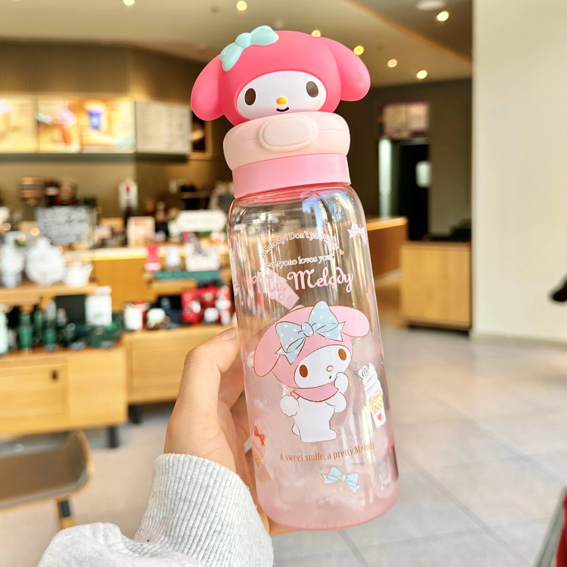 Hello Kitty Kuromi High-Quality Plastic Cup Convenient Carry-Handle Direct-Drink Cup Student & Casual Water Cup Water Bottle Qme 21