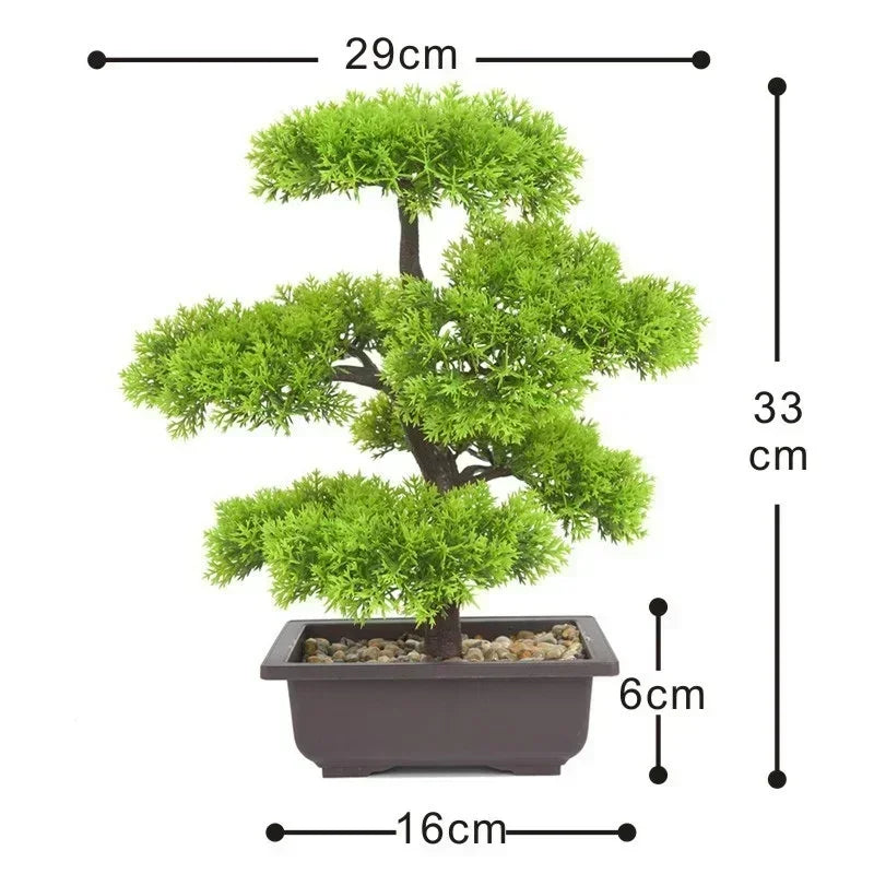 Artificial Plants Pine Bonsai Small Tree Pot Plants Fake Flowers Potted Ornaments for Home Decoration Hotel Garden Decoration Qme
